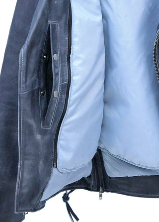 Men's Charcoal Gray Double Zip MC Leather Jacket #MA24800GGY