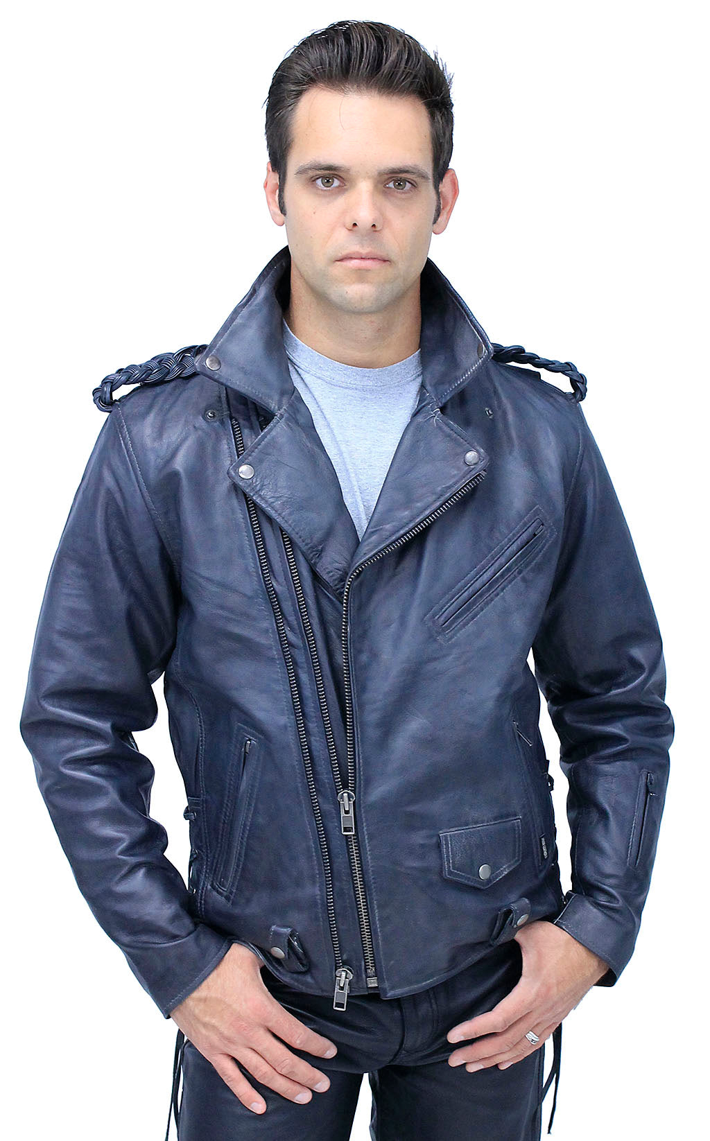 Double shops zipper leather jacket