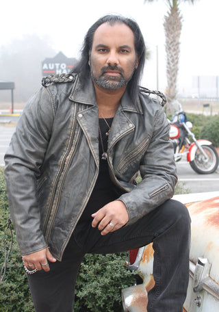 Men's Vintage Brown Double Zip MC Leather Jacket #MA24803GN