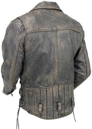 Men's Vintage Brown Double Zip MC Leather Jacket #MA24803GN