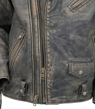 Men's Vintage Brown Double Zip MC Leather Jacket #MA24803GN