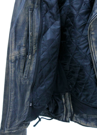 Men's Vintage Brown Double Zip MC Leather Jacket #MA24803GN