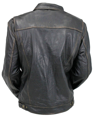 Men's Vintage Brown Vented trucker Jacket in Premium Buffalo Leather #MA66431GN