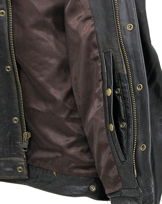 Men's Vintage Brown Vented trucker Jacket in Premium Buffalo Leather #MA66431GN