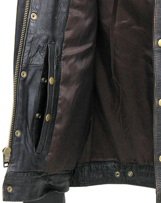 Men's Vintage Brown Vented trucker Jacket in Premium Buffalo Leather #MA66431GN