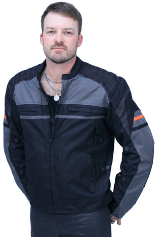 Men's Vented Gray Orange Textile Jacket with Armor #MC360316AZV