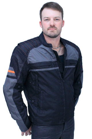 Men's Vented Gray Orange Textile Jacket with Armor #MC360316AZV
