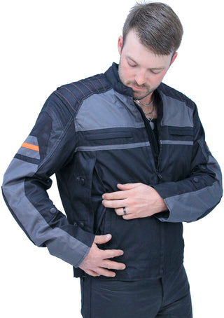 Men's Vented Gray Orange Textile Jacket with Armor #MC360316AZV