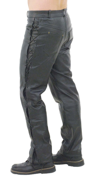 Men's Leather Pants w/Side Lacing #MP751L ()
