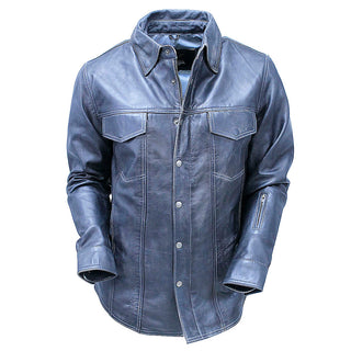 Men's Charcoal Gray Leather Shirt #MS24806GGY