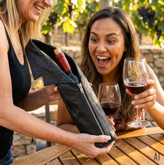 Leather Vest Wine Bottle Carrier Bag Tote #P251104WINE
