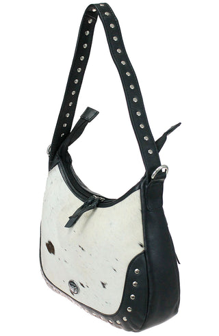 Black Hair-on Heavy Leather Purse with Studding #P26216HK
