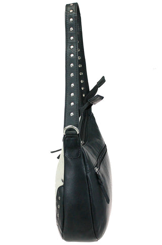 Black Hair-on Heavy Leather Purse with Studding #P26216HK