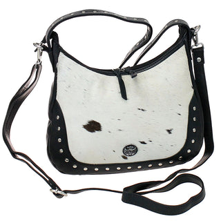 Black Hair-on Heavy Leather Purse with Studding #P26216HK