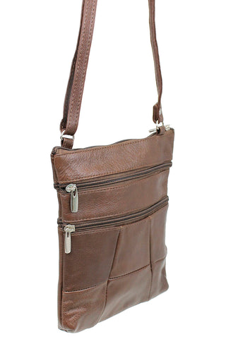 5 Pocket Brown Leather Cross Body Bag  #P30031N