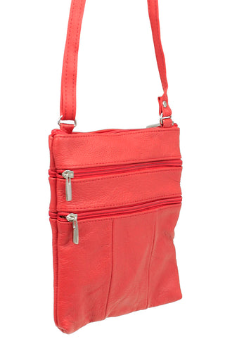 5 Pocket Red Leather Cross Body Bag  #P30036R