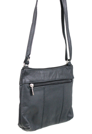 3 Zipper Black Leather Compact Purse #P30040K