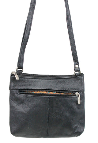 3 Zipper Black Leather Compact Purse #P30040K
