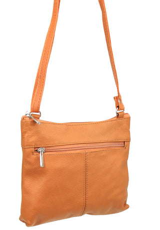 3 Zipper Light Brown Leather Compact Purse #P30041LN