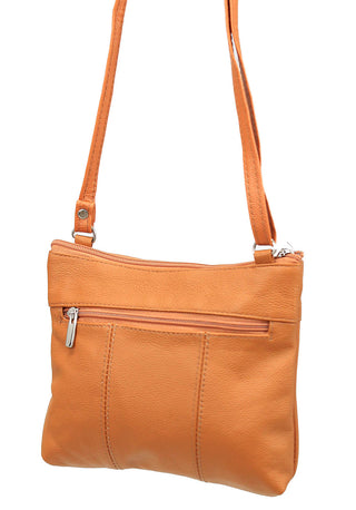 3 Zipper Light Brown Leather Compact Purse #P30041LN