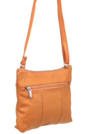 3 Zipper Light Brown Leather Compact Purse #P30041LN