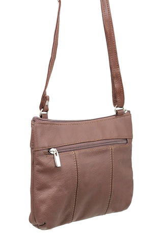 3 Zipper Brown Leather Compact Purse #P30041N