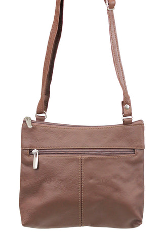 3 Zipper Brown Leather Compact Purse #P30041N