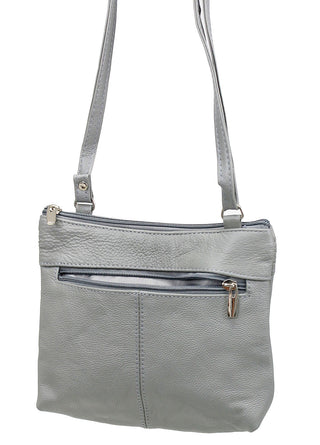 3 Zipper Gray Leather Compact Purse #P30043GY