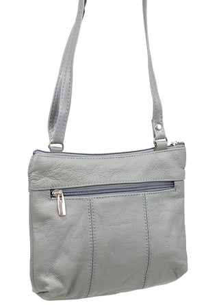 3 Zipper Gray Leather Compact Purse #P30043GY
