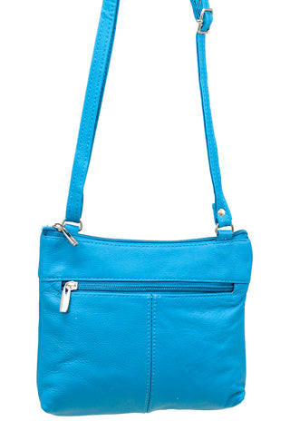 3 Zipper Turquoise Leather Compact Purse #P30049TQ