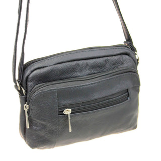 Black Leather Cross Body Cell Phone Utility Pouch #P30050K