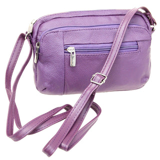 Purple Leather Cross Body Cell Phone Utility Pouch #P30054PU