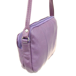 Purple Leather Cross Body Cell Phone Utility Pouch #P30054PU