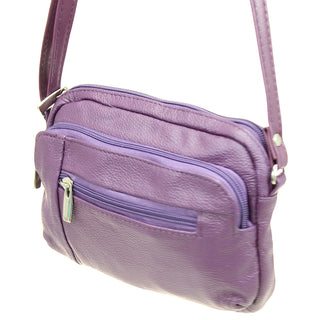 Purple Leather Cross Body Cell Phone Utility Pouch #P30054PU
