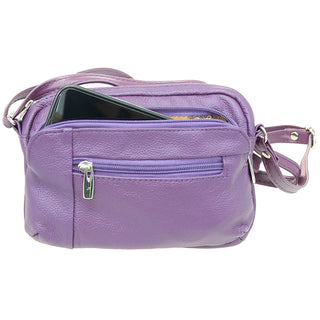 Purple Leather Cross Body Cell Phone Utility Pouch #P30054PU