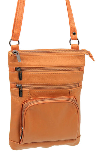 10'' Large Light Brown Leather Cross Body Bag Purse #P3791XLN