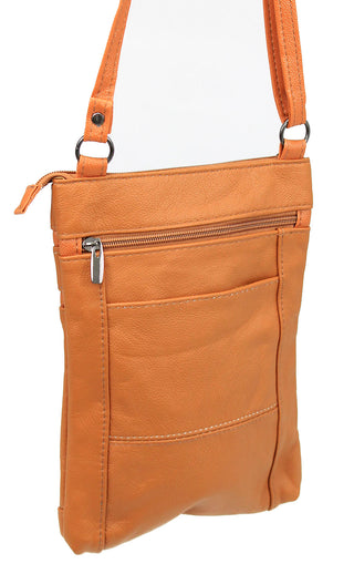 10'' Large Light Brown Leather Cross Body Bag Purse #P3791XLN