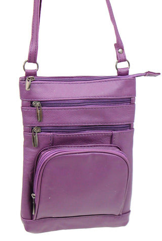 10'' Large Purple Leather Cross Body Bag Purse #P3794XPU