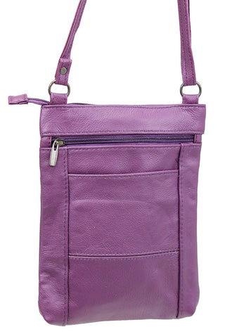 10'' Large Purple Leather Cross Body Bag Purse #P3794XPU