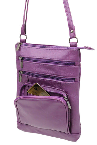 10'' Large Purple Leather Cross Body Bag Purse #P3794XPU