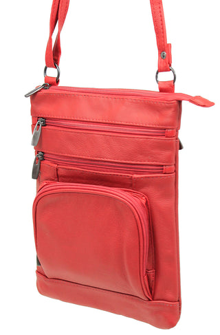 10'' Large Red Leather Cross Body Bag Purse #P3796R