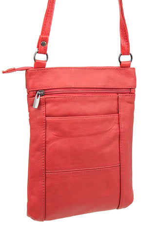 10'' Large Red Leather Cross Body Bag Purse #P3796R