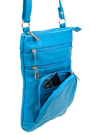 10'' Large Turquoise Leather Cross Body Bag Purse #P3799XTQ