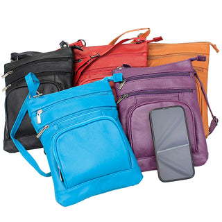 10'' Large Purple Leather Cross Body Bag Purse #P3794XPU