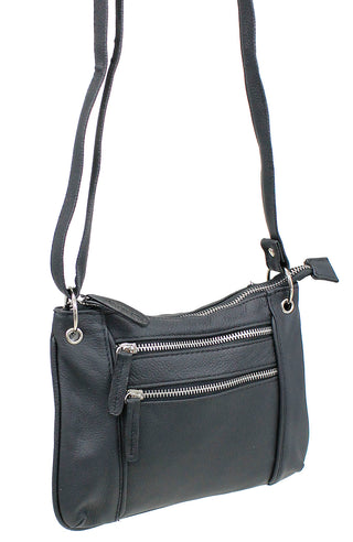 Black Leather Cross Body Purse with Rings #P5031K