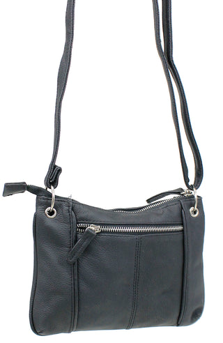 Black Leather Cross Body Purse with Rings #P5031K