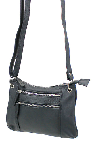 Black Leather Cross Body Purse with Rings #P5031K