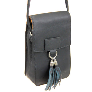 Black Leather Cross Body Phone Case with Tassel #P5060FK