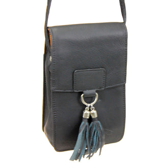 Black Leather Cross Body Phone Case with Tassel #P5060FK