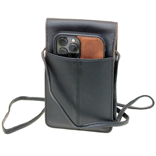 Black Leather Cross Body Phone Case with Tassel #P5060FK